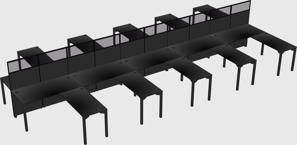 Shared l-shape cubicle