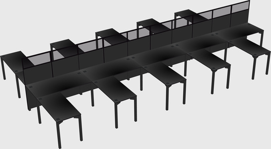 Shared l-shape cubicle