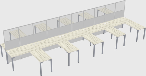 Shared l-shape cubicle