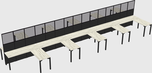 Shared l-shape cubicle