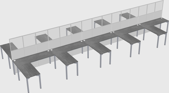 Shared l-shape cubicle