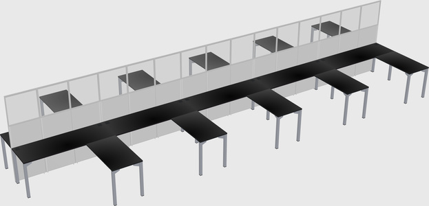 Shared l-shape cubicle