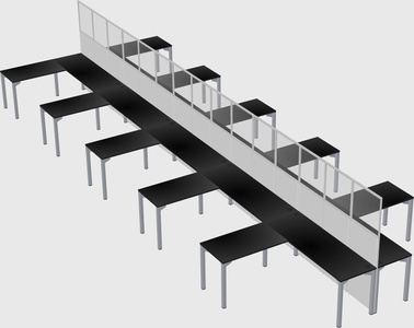 Shared l-shape cubicle