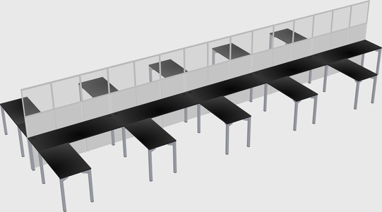 Shared l-shape cubicle