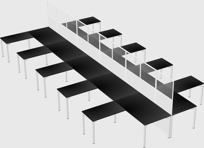 Shared l-shape cubicle