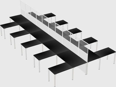 Shared l-shape cubicle