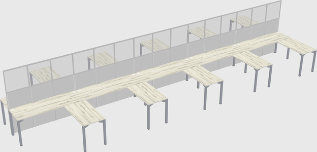 Shared l-shape cubicle