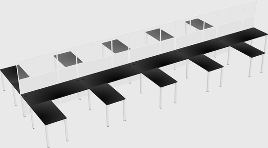 Shared l-shape cubicle