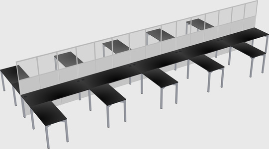 Shared l-shape cubicle