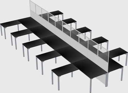 Shared l-shape cubicle