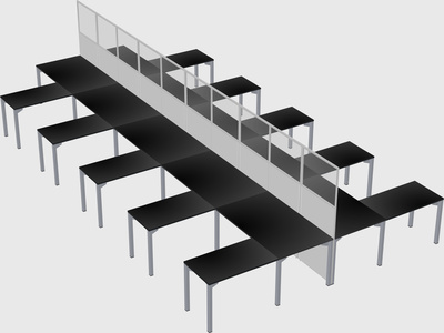 Shared l-shape cubicle
