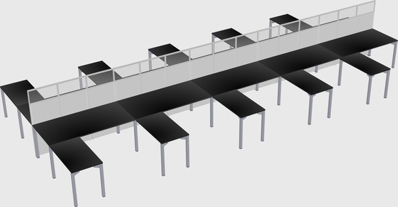 Shared l-shape cubicle