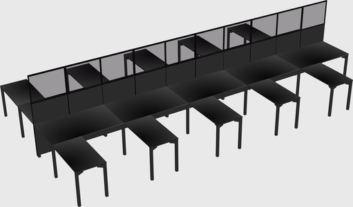 Shared l-shape cubicle