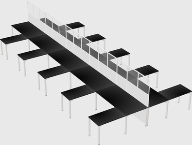 Shared l-shape cubicle