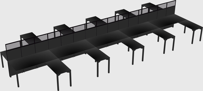 Shared l-shape cubicle