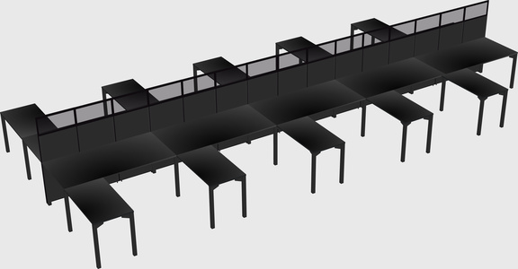 Shared l-shape cubicle