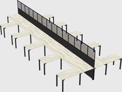 Shared l-shape cubicle