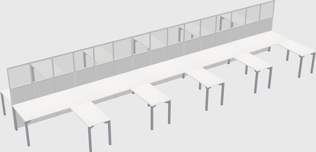 Shared l-shape cubicle
