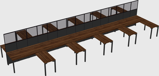 Shared l-shape cubicle
