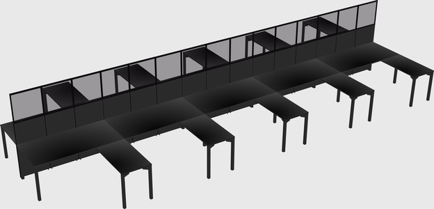 Shared l-shape cubicle