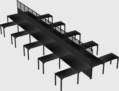 Shared l-shape cubicle