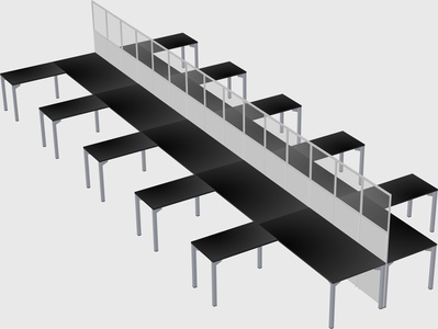 Shared l-shape cubicle