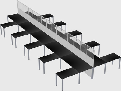 Shared l-shape cubicle