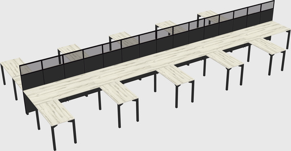 Shared l-shape cubicle