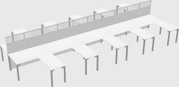Shared l-shape cubicle