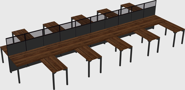 Shared l-shape cubicle