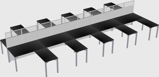 Shared l-shape cubicle