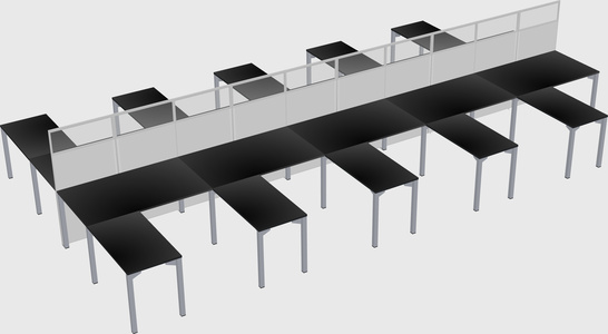 Shared l-shape cubicle