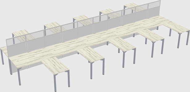 Shared l-shape cubicle