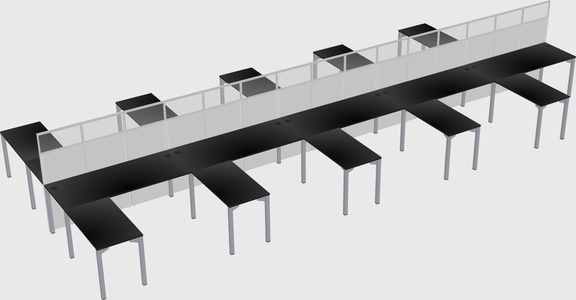 Shared l-shape cubicle
