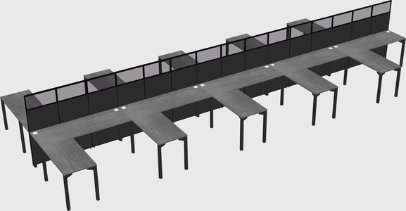 Shared l-shape cubicle