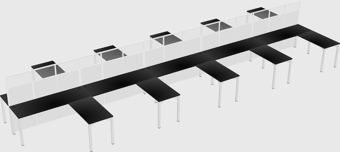 Shared l-shape cubicle