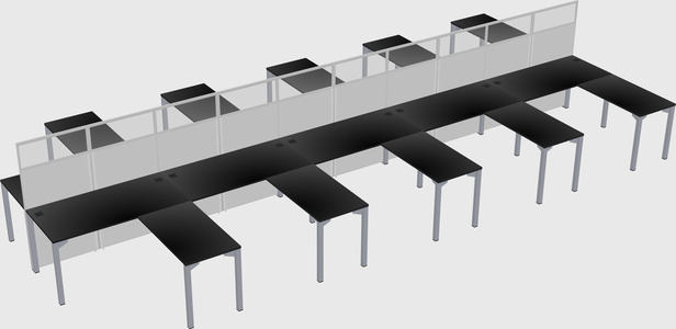 Shared l-shape cubicle