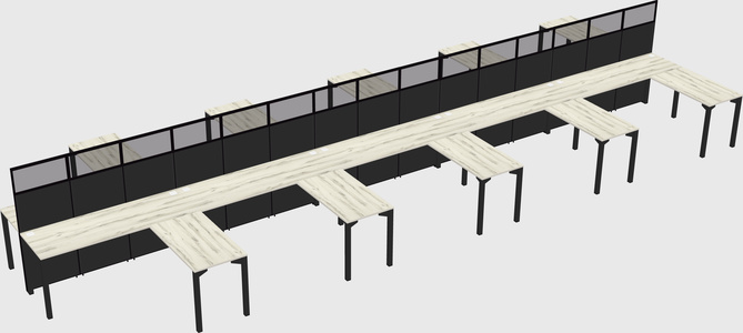 Shared l-shape cubicle