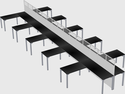 Shared l-shape cubicle