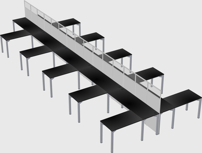 Shared l-shape cubicle
