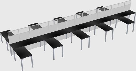 Shared l-shape cubicle