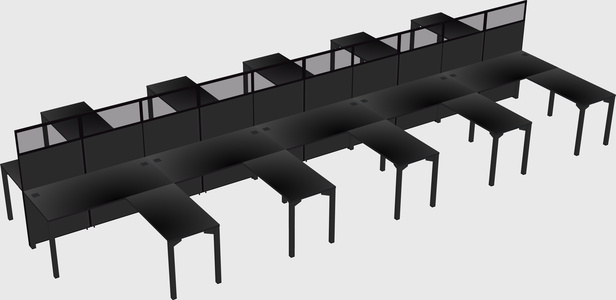 Shared l-shape cubicle