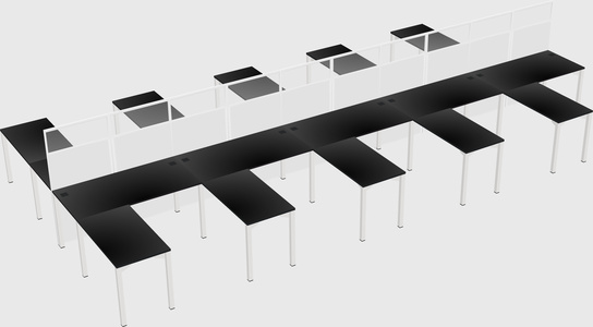 Shared l-shape cubicle