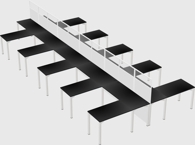 Shared l-shape cubicle