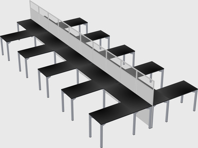 Shared l-shape cubicle