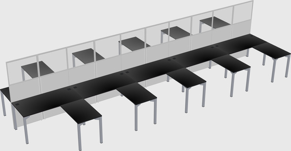 Shared l-shape cubicle