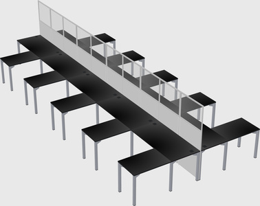 Shared l-shape cubicle