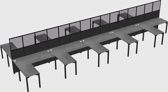 Shared l-shape cubicle