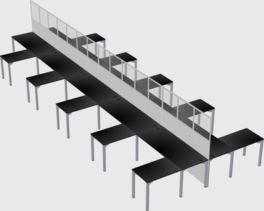 Shared l-shape cubicle