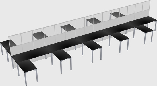 Shared l-shape cubicle